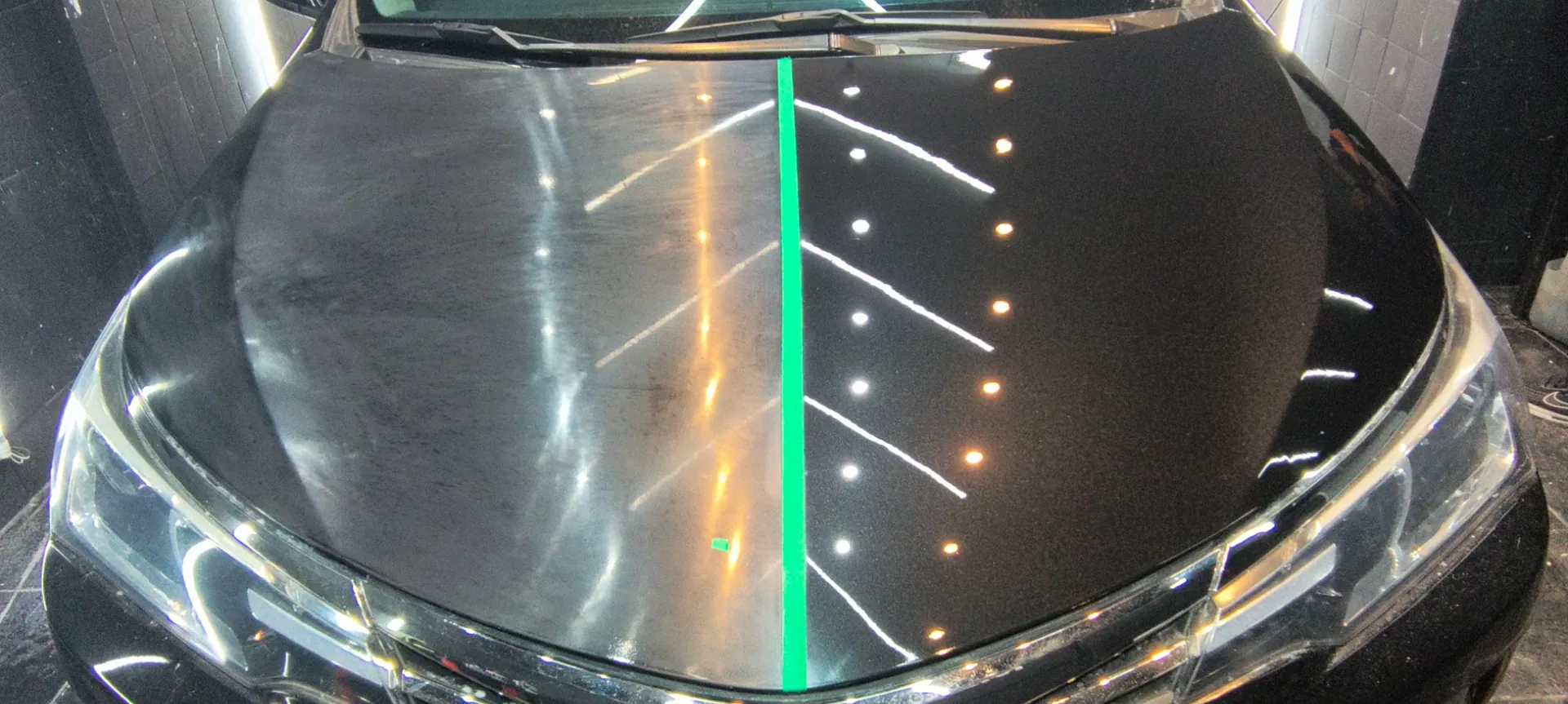 Comparativo de pintura automotiva antes e depois do polimento na Maverick Jockey AutoSpa